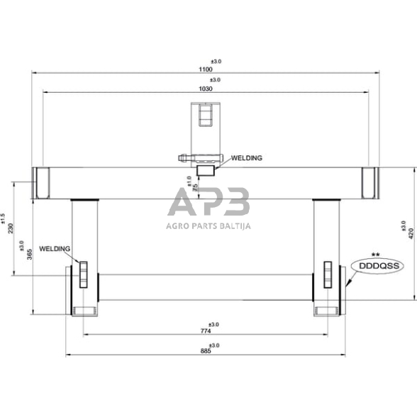 Traktoriaus prikabinimo trikampis 600,00 mm TL150856 2