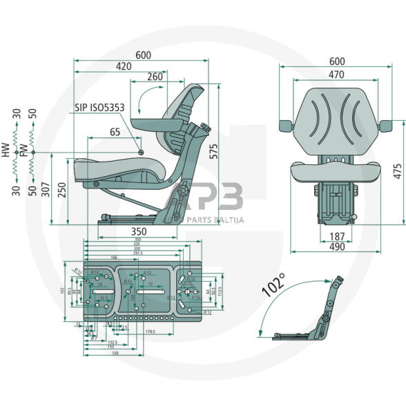 Traktoriaus sėdynė 24000118 1 Traktoriaus sėdynė 24000118 1