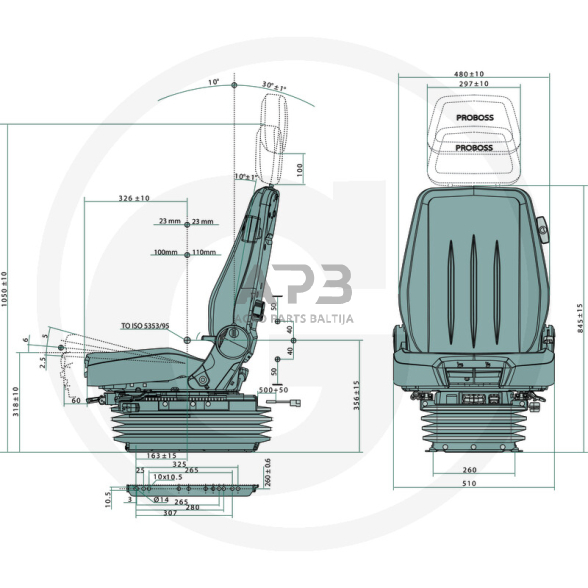 Traktoriaus sėdynė PROBOSS BS2510 24V 1