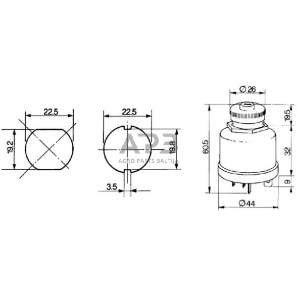 Traktoriaus užvedimo spynelė Cobo 0-1-2, 5 kontaktų 14174000 1 Traktoriaus užvedimo spynelė Cobo 0-1-2, 5 kontaktų 14174000 1
