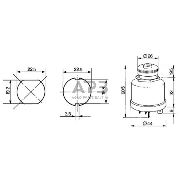 Traktoriaus užvedimo spynelė Cobo P-0-1-2, 5 kontaktų 14132000 1 Traktoriaus užvedimo spynelė Cobo P-0-1-2, 5 kontaktų 14132000 1