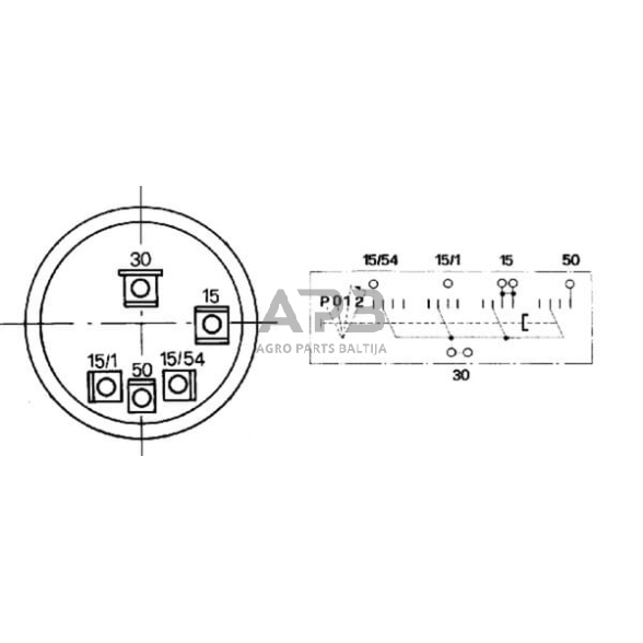 Traktoriaus užvedimo spynelė Cobo P-0-1-2, 5 kontaktų 14132000 2 Traktoriaus užvedimo spynelė Cobo P-0-1-2, 5 kontaktų 14132000 2