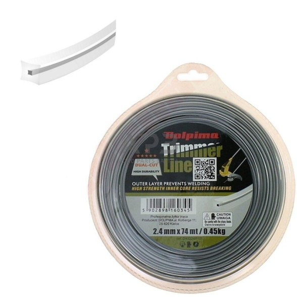 Trimerio valas DUAL-CUT SQUARE 74 metrų 2.40 mm Trimerio valas DUAL-CUT SQUARE 74 metrų 2.40 mm