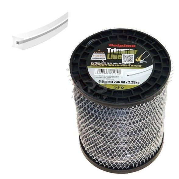 Trimerio valas DUAL-CUT SQUARE 236 metrų 3.00 mm Trimerio valas DUAL-CUT SQUARE 236 metrų 3.00 mm