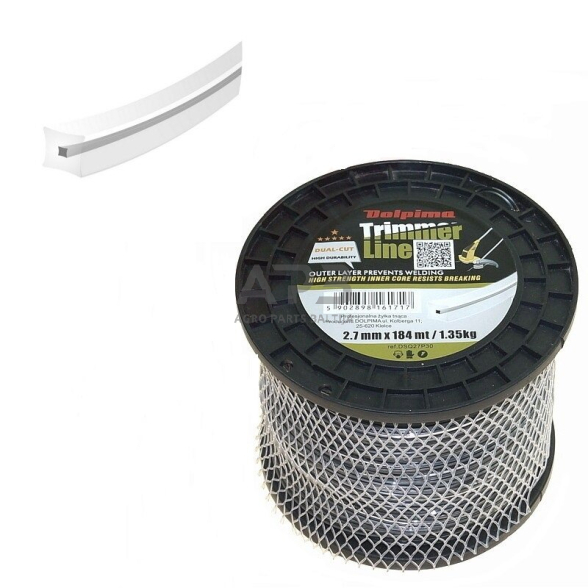 Trimerio valas DUAL-CUT SQUARE 184 metrų 2.70 mm Trimerio valas DUAL-CUT SQUARE 184 metrų 2.70 mm