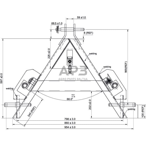 Traktoriaus prikabinimo trikampis 1000,00 mm TL150950 3