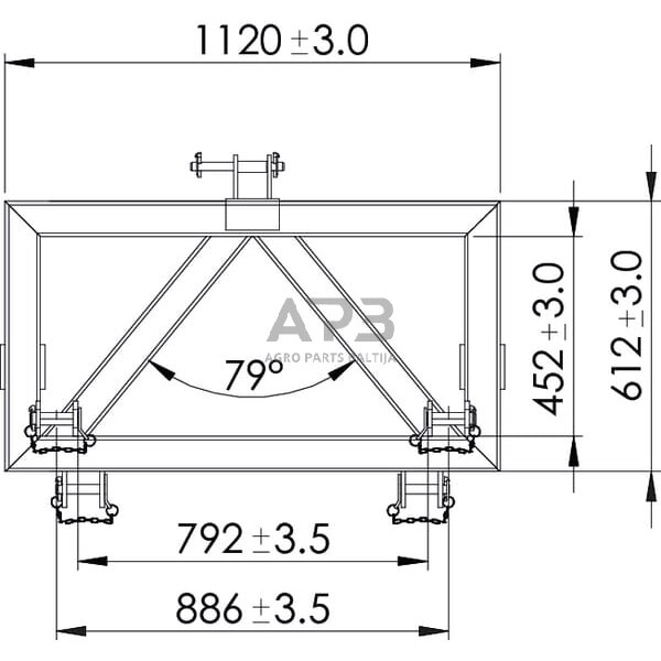 Traktoriaus prikabinimo trikampis 1150,00 mm TL150852 4 Traktoriaus prikabinimo trikampis 1150,00 mm TL150852 4