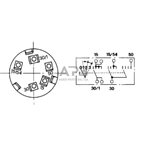 Traktoriaus užvedimo spynelė Cobo 0-1-2-3, 5 kontaktų 14130000 2 Traktoriaus užvedimo spynelė Cobo 0-1-2-3, 5 kontaktų 14130000 2