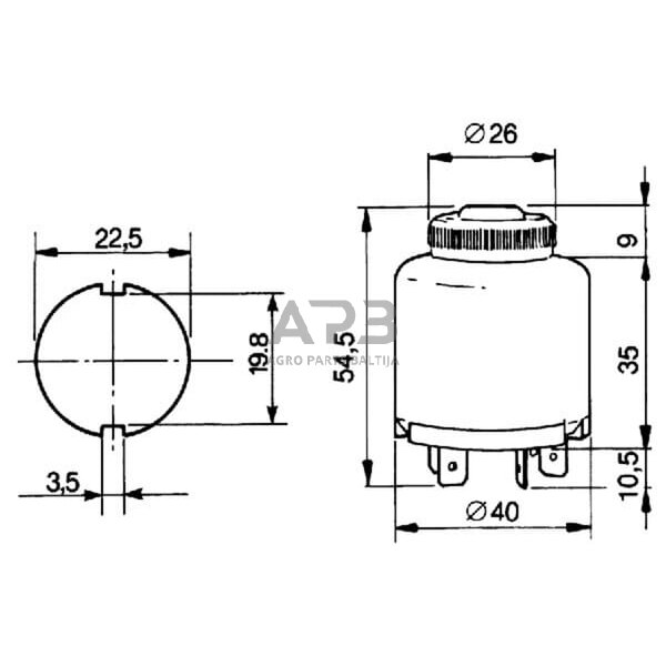Traktoriaus užvedimo spynelė Cobo 0-1-2, 5 kontaktų 14160000 1