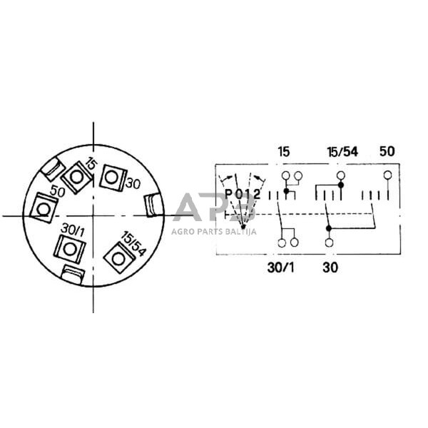 Traktoriaus užvedimo spynelė Cobo P-0-1-2, 5 kontaktų 14120000 2 Traktoriaus užvedimo spynelė Cobo P-0-1-2, 5 kontaktų 14120000 2