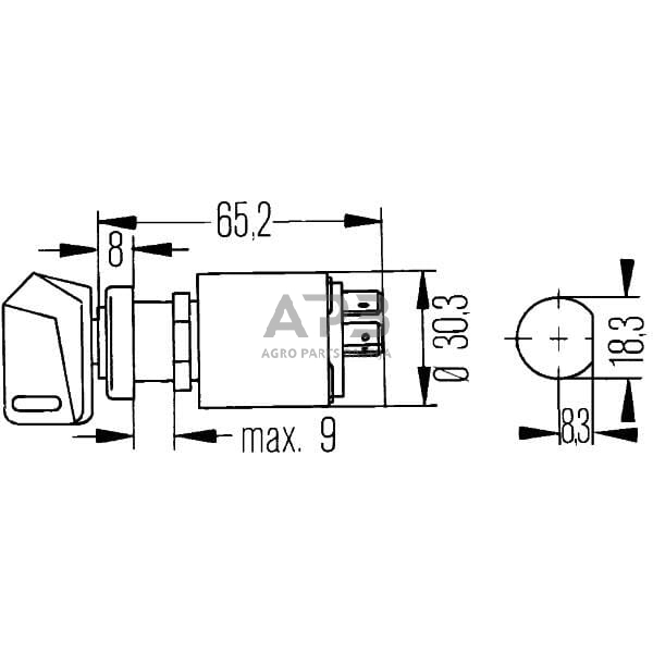 Traktoriaus užvedimo spynelė Hella 12V, 0-1-2-3, 4 kontaktų, 6JK007232001 4 Traktoriaus užvedimo spynelė Hella 12V, 0-1-2-3, 4 kontaktų, 6JK007232001 4