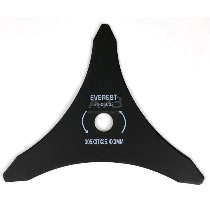 Trimerio pjovimo peilis trišakis 305 x 25,40 mm storis 3,00 mm Trimerio pjovimo peilis trišakis 305 x 25,40 mm storis 3,00 mm