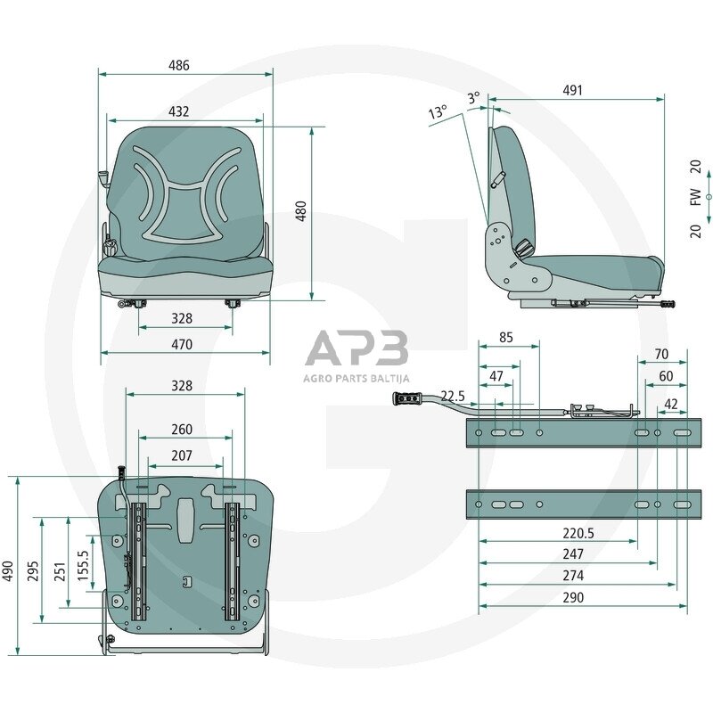 Traktoriaus sėdynė 24000038K 1 Traktoriaus sėdynė 24000038K 1