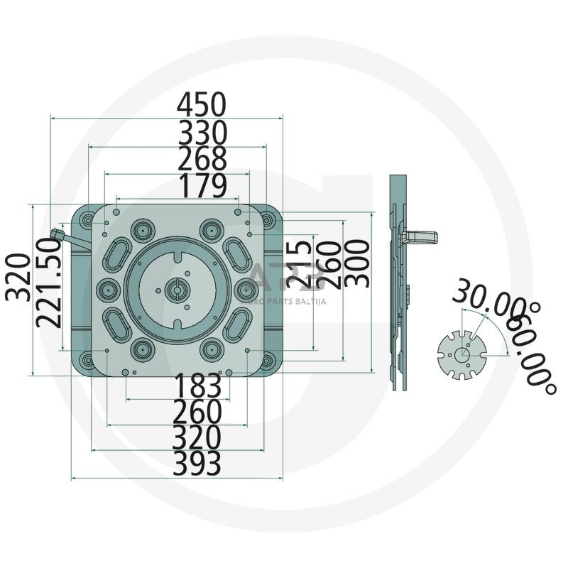 Traktoriaus sėdynės plokštė rotacinė 240920005, 240920055, 240920019 1 Traktoriaus sėdynės plokštė rotacinė 240920005, 240920055, 240920019 1