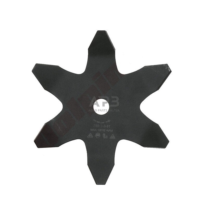 Trimerio pjovimo peilis šešiašakis 255 x 25,40 mm storis 3,00 mm Trimerio pjovimo peilis šešiašakis 255 x 25,40 mm storis 3,00 mm