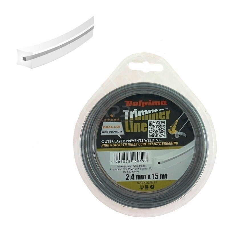 Trimerio valas DUAL-CUT SQUARE 15 metrų 2.40 mm Trimerio valas DUAL-CUT SQUARE 15 metrų 2.40 mm