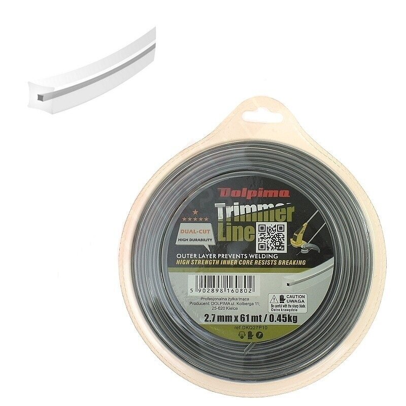 Trimerio valas DUAL-CUT SQUARE 61 metrų 2.70 mm Trimerio valas DUAL-CUT SQUARE 61 metrų 2.70 mm