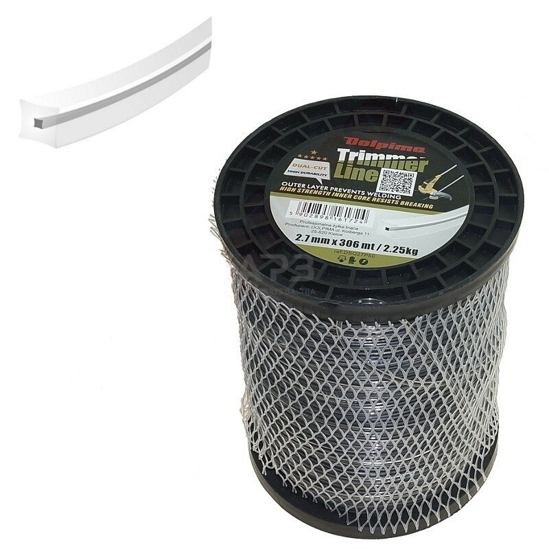 Trimerio valas DUAL-CUT SQUARE 306 metrų 2.70 mm Trimerio valas DUAL-CUT SQUARE 306 metrų 2.70 mm