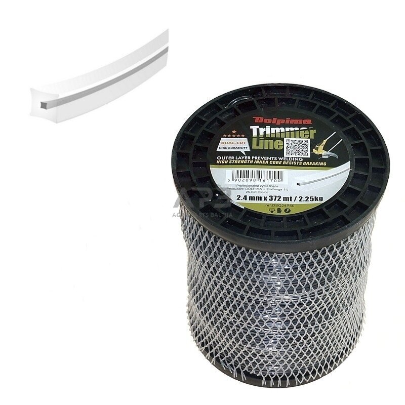 Trimerio valas DUAL-CUT SQUARE 372 metrų 2.40 mm Trimerio valas DUAL-CUT SQUARE 372 metrų 2.40 mm