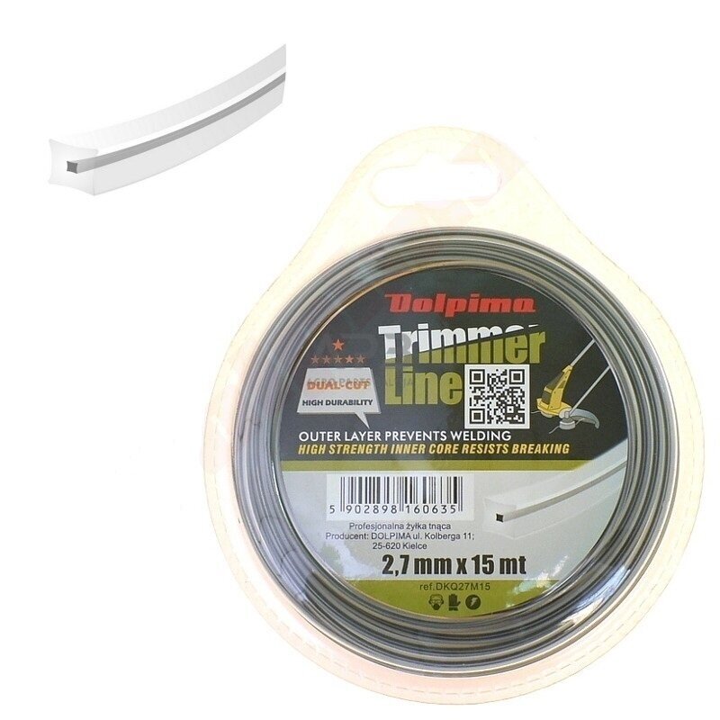 Trimerio valas DUAL-CUT SQUARE 15 metrų 2.70 mm Trimerio valas DUAL-CUT SQUARE 15 metrų 2.70 mm