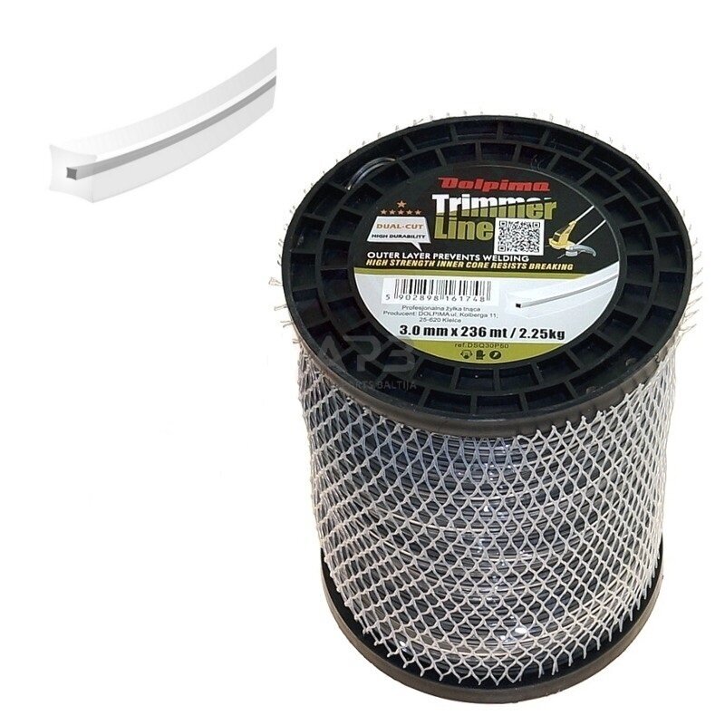 Trimerio valas DUAL-CUT SQUARE 236 metrų 3.00 mm Trimerio valas DUAL-CUT SQUARE 236 metrų 3.00 mm