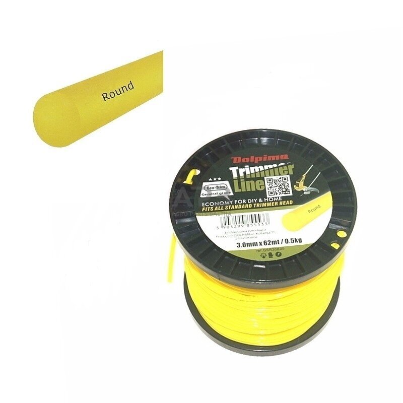 Trimerio valas ROUND 62 metrų 3.00 mm Trimerio valas ROUND 62 metrų 3.00 mm