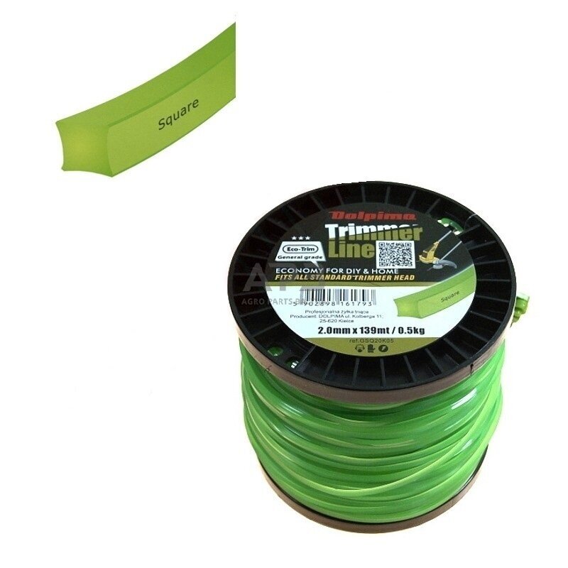 Trimerio valas SQUARE 139 metrų 2.00 mm Trimerio valas SQUARE 139 metrų 2.00 mm