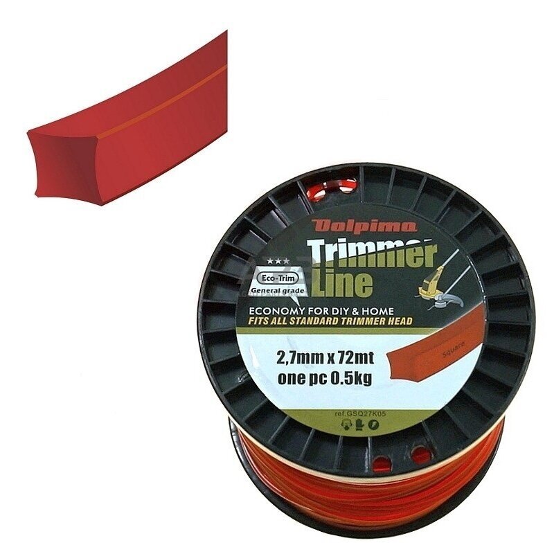 Trimerio valas SQUARE 72 metrų 2.70 mm Trimerio valas SQUARE 72 metrų 2.70 mm