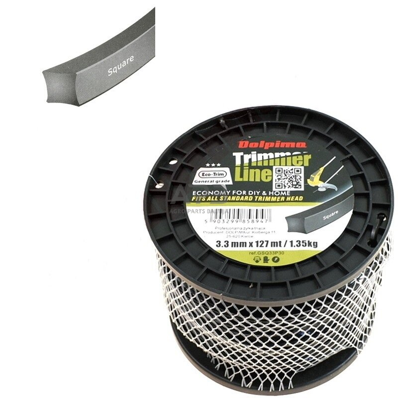 Trimerio valas SQUARE 127 metrų 3.30 mm Trimerio valas SQUARE 127 metrų 3.30 mm