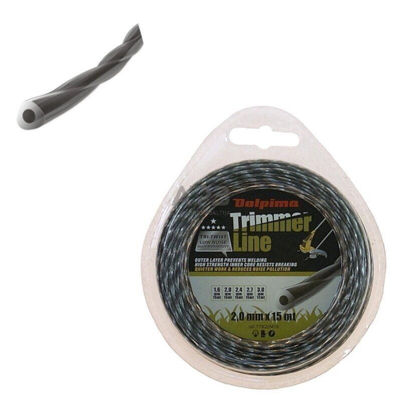 Trimerio valas TRI-TWIST 15 metrų 2.00 mm Trimerio valas TRI-TWIST 15 metrų 2.00 mm