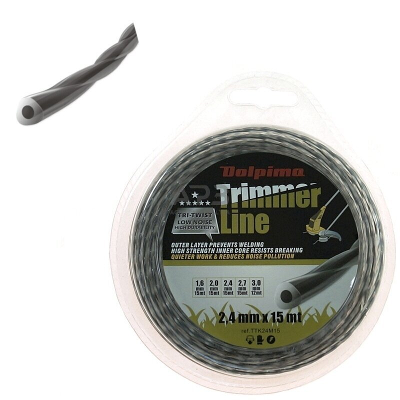 Trimerio valas TRI-TWIST 15 metrų 2.40 mm Trimerio valas TRI-TWIST 15 metrų 2.40 mm