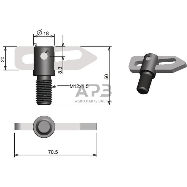 Tvirtinimo antgalis M12x1.75x25mm Ø18mm 770041KR 1