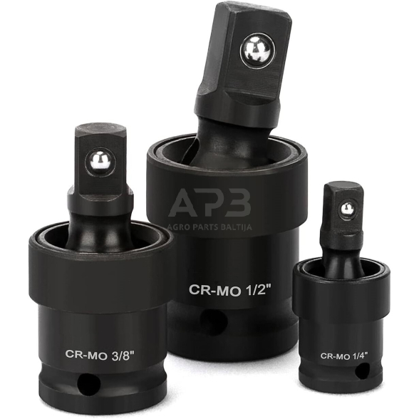 Universalių šarnyrų smūginių rinkinys 3vnt. 1/4"+3/8"+1/2" Universalių šarnyrų smūginių rinkinys 3vnt. 1/4"+3/8"+1/2"