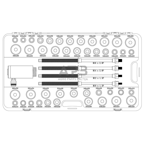 Universalus įvorių presavimo rinkinys su hidrauliniu cilindru 1 Universalus įvorių presavimo rinkinys su hidrauliniu cilindru 1