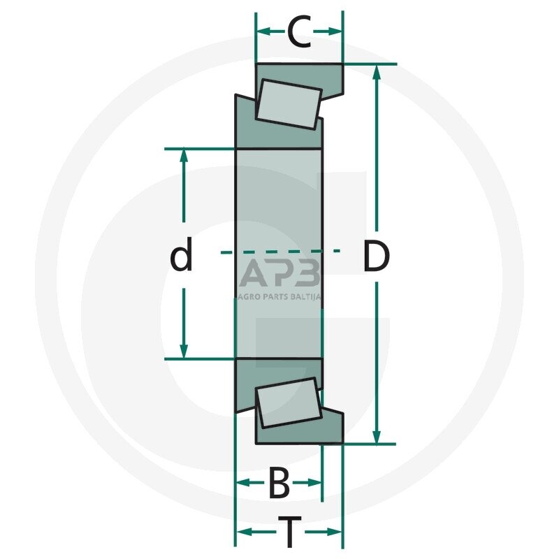 Universalus vienaeilis kūginis ritininis guolis 30208/5 5vnt. 2