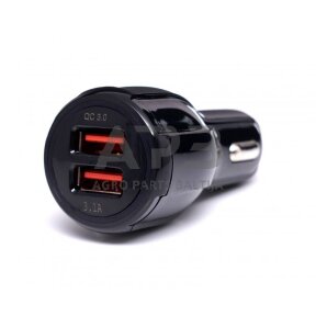 Įkroviklis automobilinis greito krovimo 12V/24V, USB/3.1A + USB/QC3.0