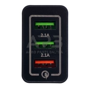 Įkroviklis 220V greito krovimo 2xUSB/2.1A +1USB/QC3.0