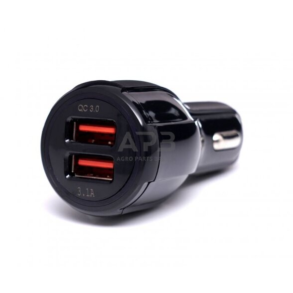 Įkroviklis automobilinis greito krovimo 12V/24V, USB/3.1A + USB/QC3.0 1