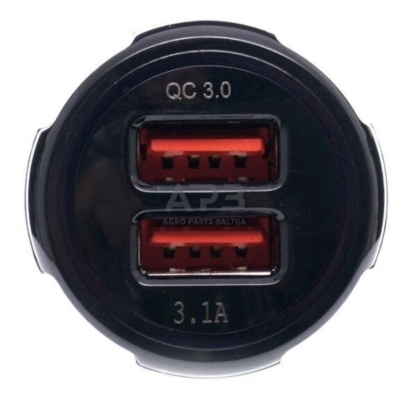 Įkroviklis automobilinis greito krovimo 12V/24V, USB/3.1A + USB/QC3.0 2