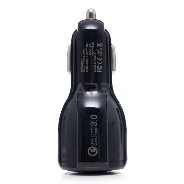Įkroviklis automobilinis greito krovimo 12V/24V, USB/3.1A + USB/QC3.0 4
