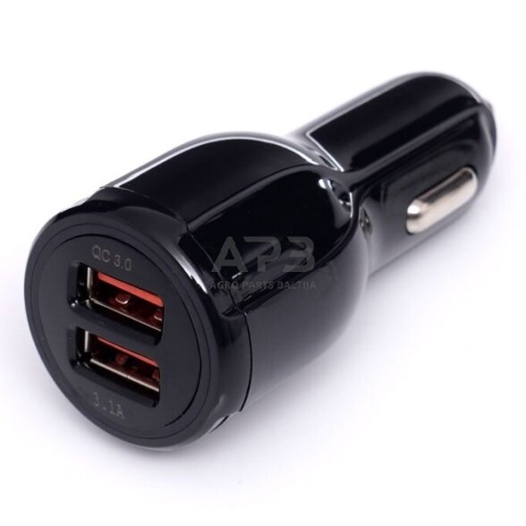 Įkroviklis automobilinis greito krovimo 12V/24V, USB/3.1A + USB/QC3.0 Įkroviklis automobilinis greito krovimo 12V/24V, USB/3.1A + USB/QC3.0