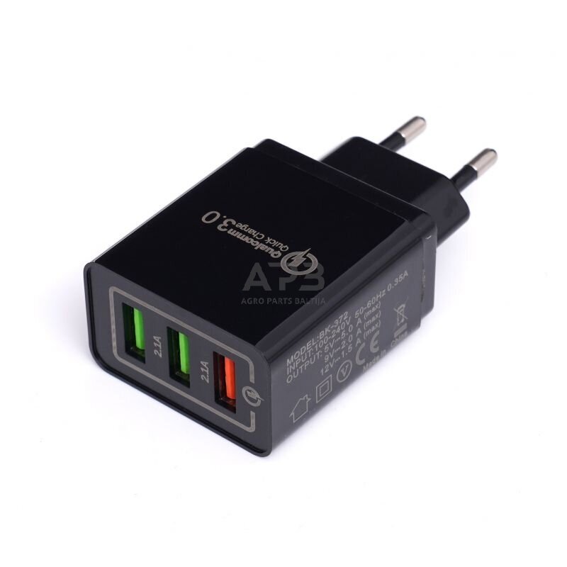 Įkroviklis 220V greito krovimo 2xUSB/2.1A +1USB/QC3.0 2 Įkroviklis 220V greito krovimo 2xUSB/2.1A +1USB/QC3.0 2