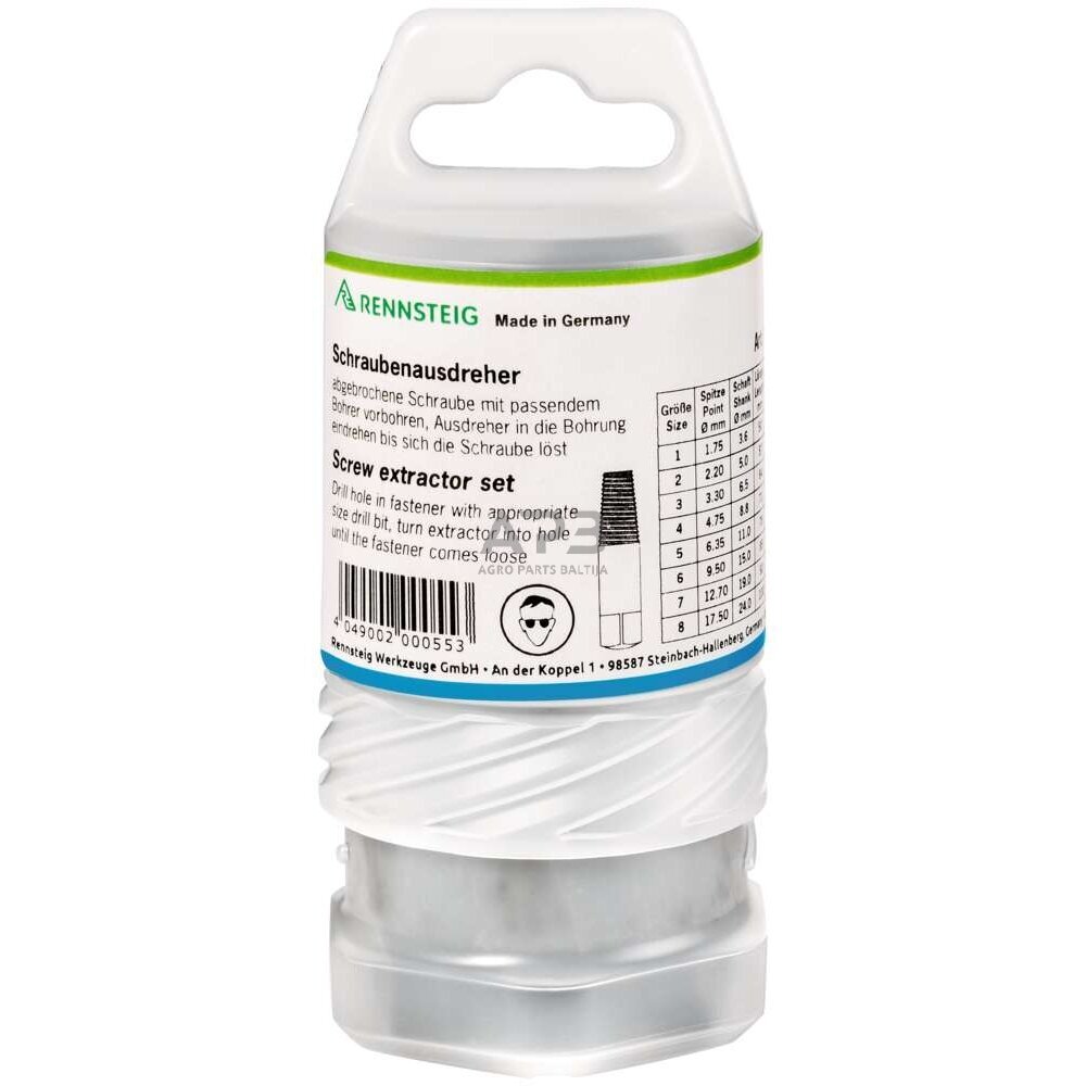 Užlūžusių varžtų išsukėjas 8vnt. RENNSTEIG 4 Užlūžusių varžtų išsukėjas 8vnt. RENNSTEIG 4