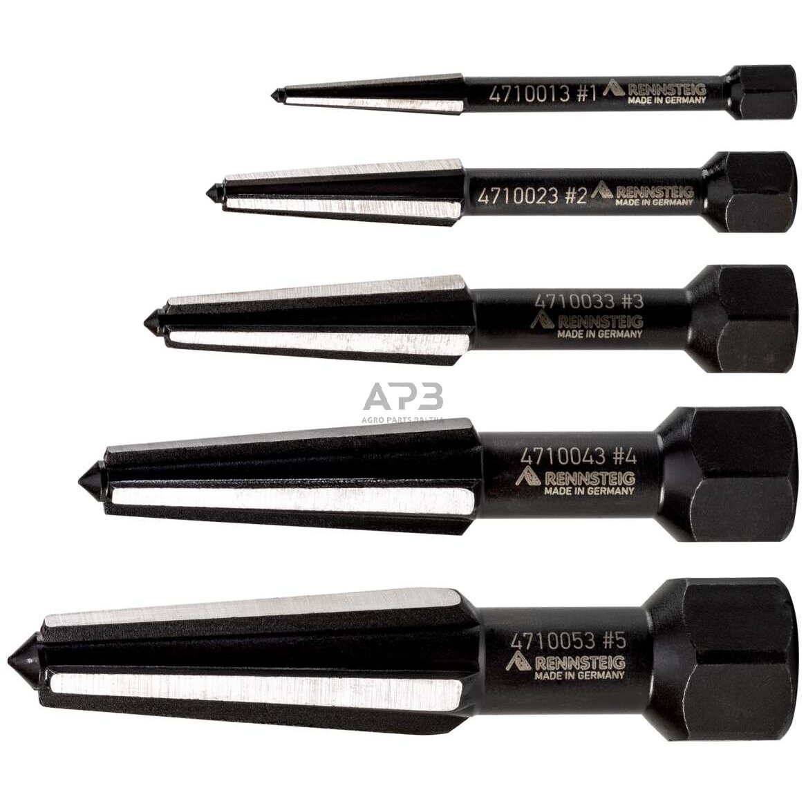 Užlūžusių varžtų išsukėjas 5vnt. RENNSTEIG 1 Užlūžusių varžtų išsukėjas 5vnt. RENNSTEIG 1