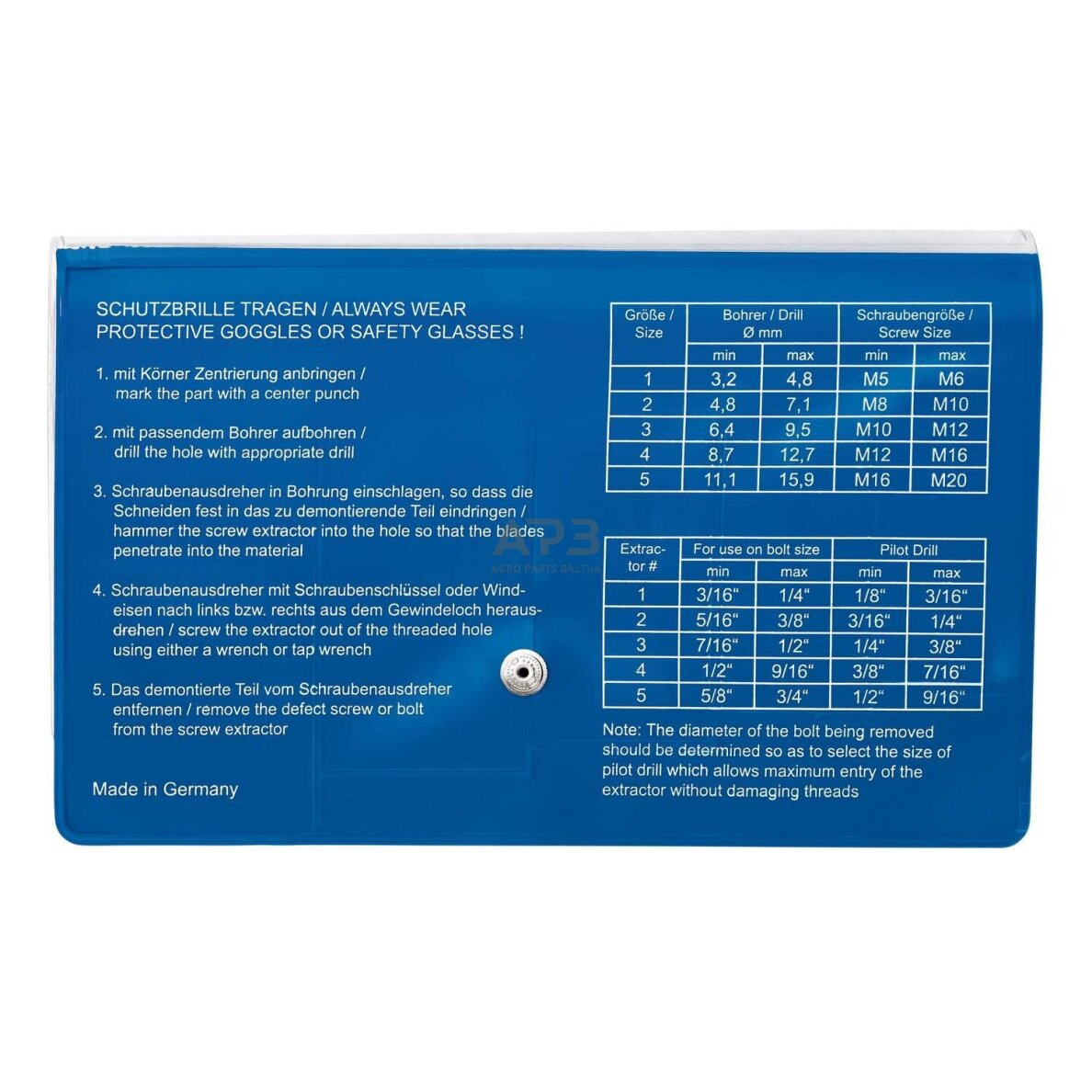 Užlūžusių varžtų išsukėjas 5vnt. RENNSTEIG 8