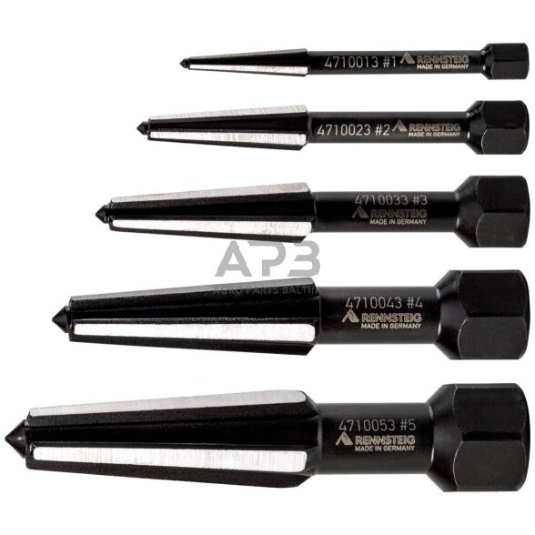 Užlūžusių varžtų išsukėjas 5vnt. RENNSTEIG 1 Užlūžusių varžtų išsukėjas 5vnt. RENNSTEIG 1