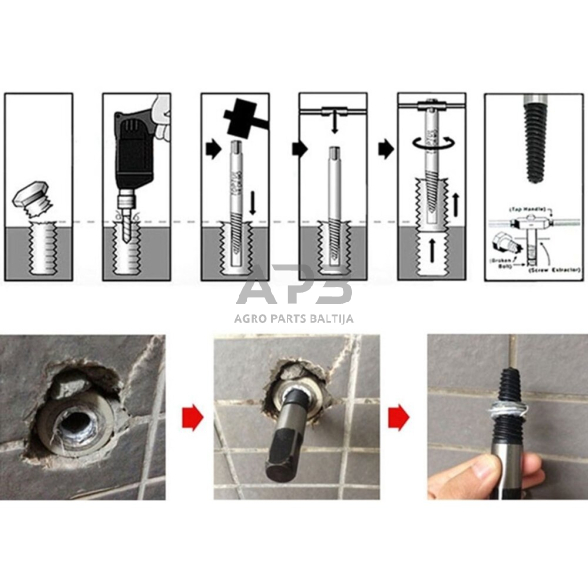 Užlūžusių varžtų išsukėjų rinkinys 8vnt. 2