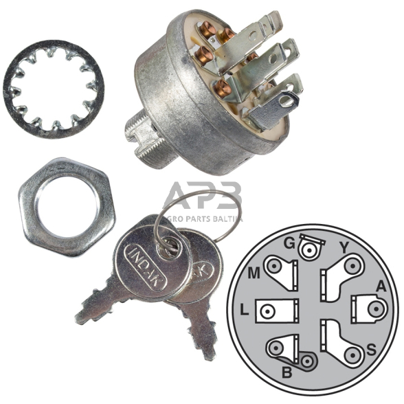 Užvedimo spynelė Husqvarna 4 pozicijų 7 kontaktų 532 14 03-01, 532140301 Užvedimo spynelė Husqvarna 4 pozicijų 7 kontaktų 532 14 03-01, 532140301