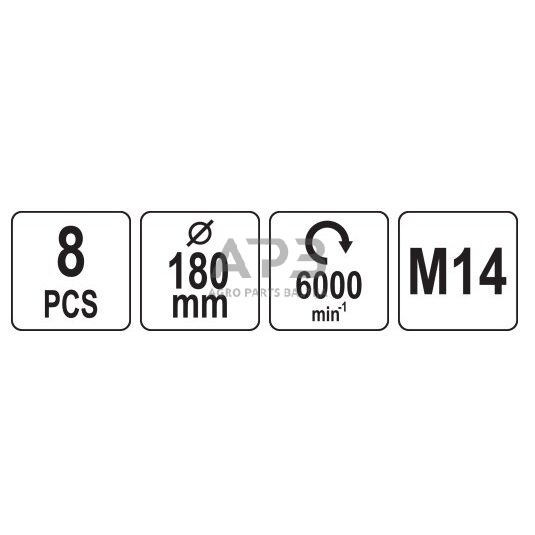 Valymo-poliravimo rinkinys 180mm, M14 8vnt. 3 Valymo-poliravimo rinkinys 180mm, M14 8vnt. 3