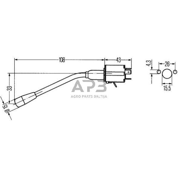 Vairo kolonėlės jungiklis 115mm Hella 6BA001539017 1 Vairo kolonėlės jungiklis 115mm Hella 6BA001539017 1